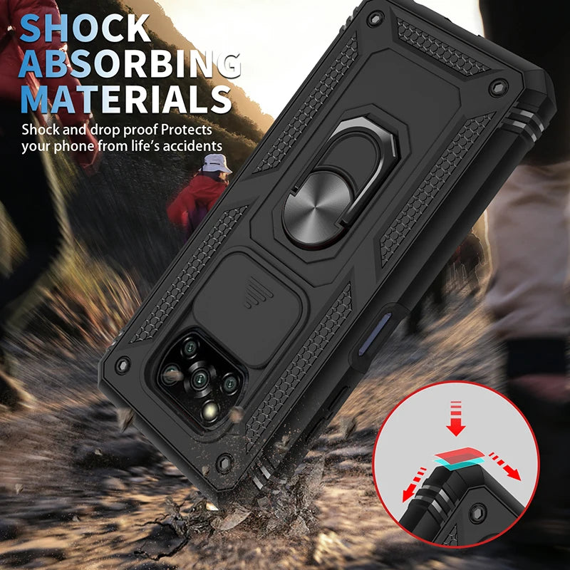 Shockproof Phone Case With Camera Slide For Xiaomi Poco