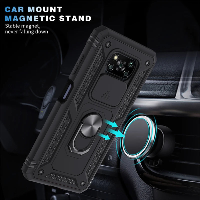 Shockproof Phone Case With Camera Slide For Xiaomi Poco